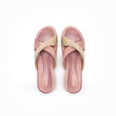 WOMENS WEDGE HEEL CROSS STRAP COMFORT SLIP-ON